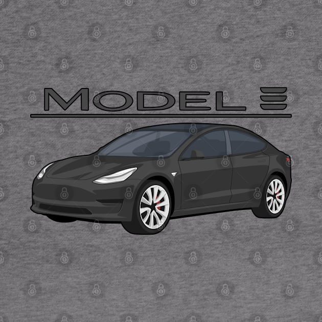 The Model 3 Car electric vehicle black by creative.z